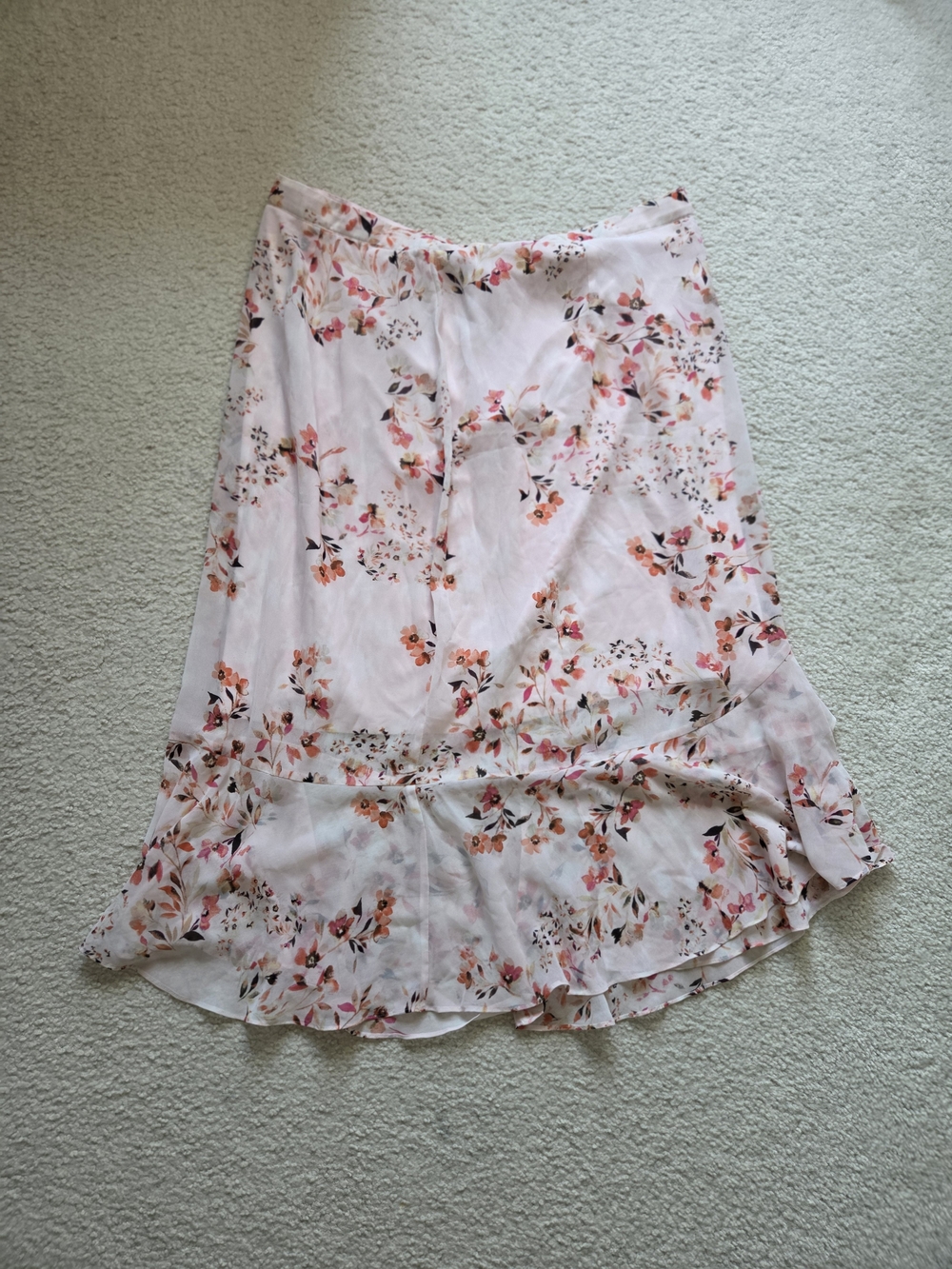 Calvin Klein Floral Ruffle Midi Skirt - Pink Floral